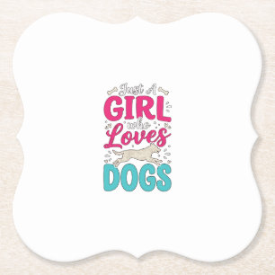 Dessous-de-verre En Papier Fille aime les chiens Gravure vintage typographie