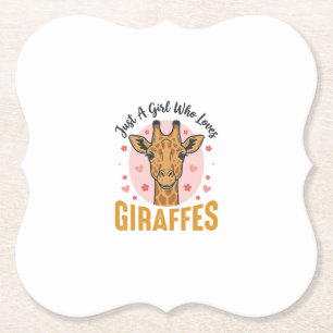Dessous-de-verre En Papier Fille qui aime les girafes Design de gravure vinta