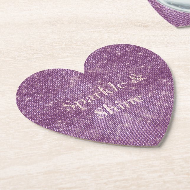 Dessous-de-verre En Papier Fille violette brillante étincelante (Incliné)