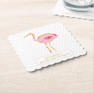 Dessous-de-verre En Papier Flamants roses tropicaux rose et or
