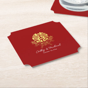 Dessous-de-verre En Papier Fleur de double bonheur cercle mariage chinois