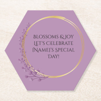 Dessous-de-verre En Papier Fleur d'or Floral Élégante fête d'anniversaire