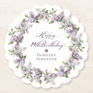Dessous-de-verre En Papier Fleur Lilac violette personnalisée 19e
