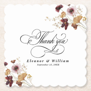 Dessous-de-verre En Papier Fleur sauvage Aquarelle Florale Calligraphie Maria