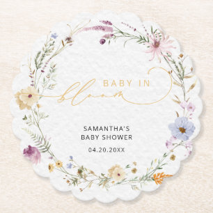Dessous-de-verre En Papier Fleur sauvage élégant moderne bébé en fleurs