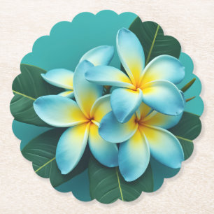 Dessous-de-verre En Papier Fleurit une Plumeria rayonnante