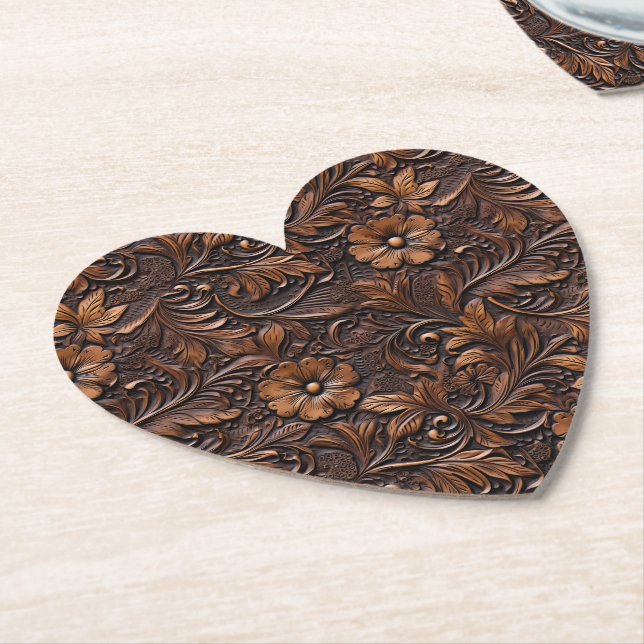 Dessous-de-verre En Papier Fleurs Brown Western Cowgirl (Incliné)