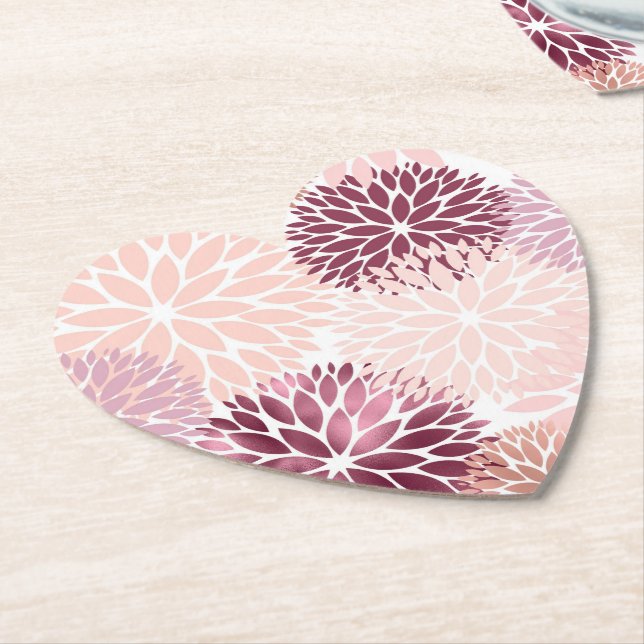 Dessous-de-verre En Papier Fleurs Chic Rose Bourgogne (Incliné)
