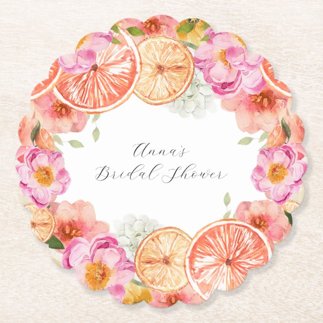 Dessous-de-verre En Papier Fleurs d'agrumes roses (Devant)