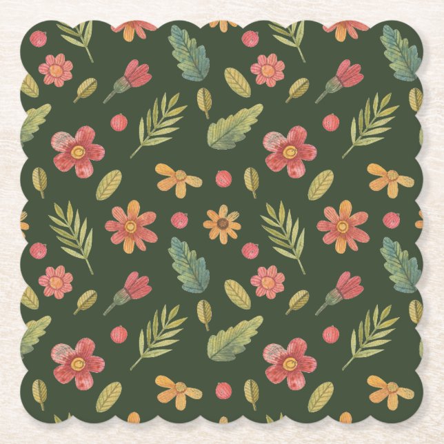 Dessous-de-verre En Papier Fleurs de Forêt Whimsical (Devant)