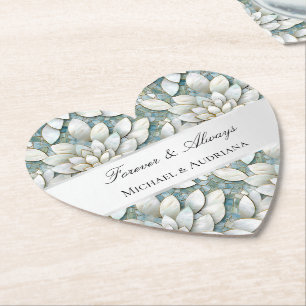 Dessous-de-verre En Papier Fleurs de lotus blanches et bleues Baby Shower 