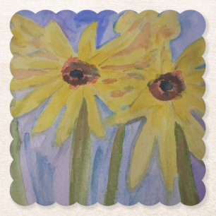 Dessous-de-verre En Papier Fleurs de soleil jaunes d'été