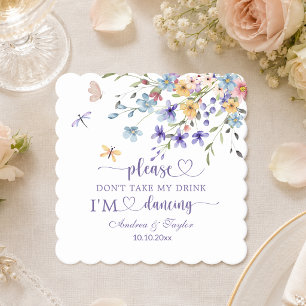 Dessous-de-verre En Papier Fleurs Sauvages Libellule Ne Prenez Pas Mon Verre