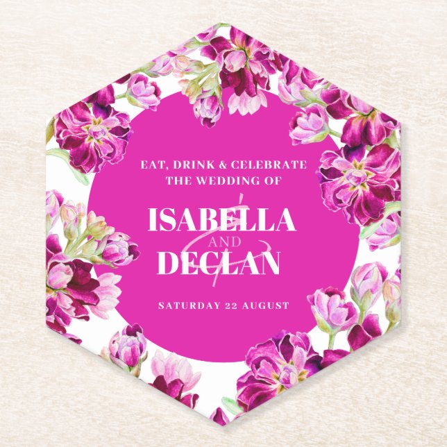 Dessous-de-verre En Papier Fleurs stocks roses mariage (Devant)