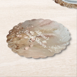 Dessous-de-verre En Papier Floral Boho Beige Blanc
