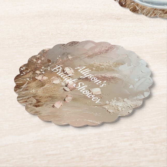 Dessous-de-verre En Papier Floral Boho Beige Blanc (Incliné)