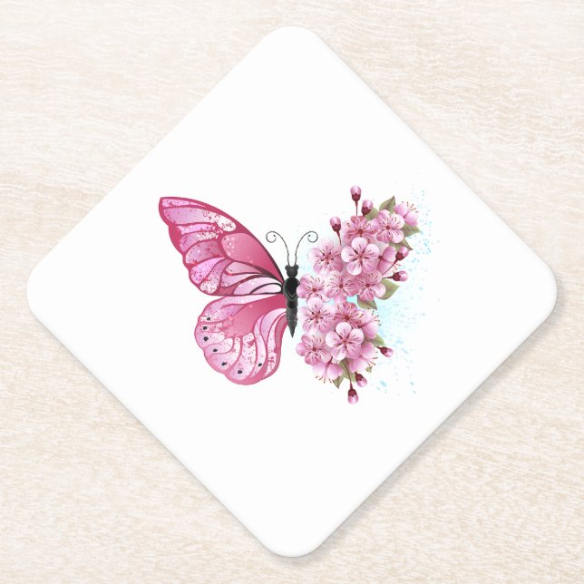 Dessous-de-verre En Papier Flower Butterfly (Devant)