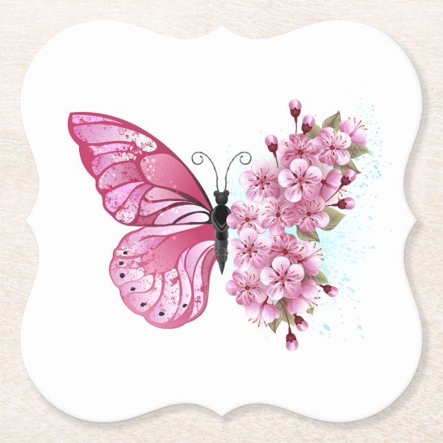 Dessous-de-verre En Papier Flower Butterfly (Devant)