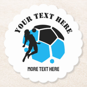 Dessous-de-verre En Papier Football sur mesure Fille de football enfant fête