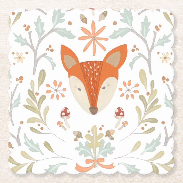 Dessous-de-verre En Papier Fox lunatique de région boisée (Devant)