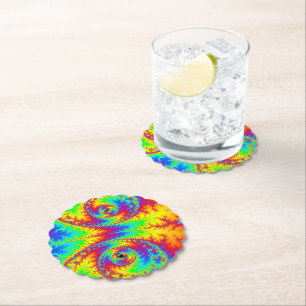 Dessous-de-verre En Papier Fractale arc-en-ciel colorée