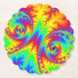 Dessous-de-verre En Papier Fractale arc-en-ciel colorée