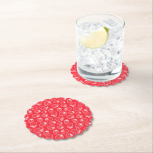 Dessous-de-verre En Papier Framboise blanche rouge chic
