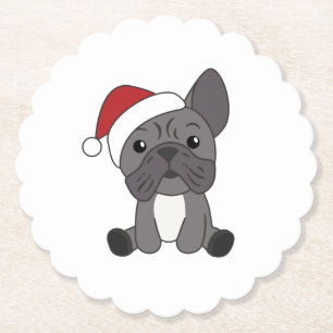 Dessous-de-verre En Papier French Bulldog Christmas Snow Winter Animals