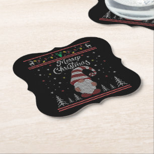 Dessous-de-verre En Papier Funny Gnome Joyeux Noël