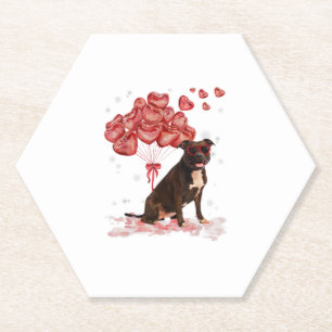 Dessous-de-verre En Papier Funny Pitbull Coeur Valentines Jour Chien Papa Mam