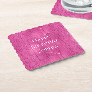Dessous-de-verre En Papier Gel de gâteau rose personnalisé