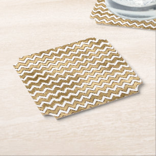 Dessous-de-verre En Papier Glam Gold White Zigzag