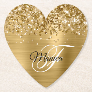 Dessous-de-verre En Papier Glitterie or huile Fancy Monogramme