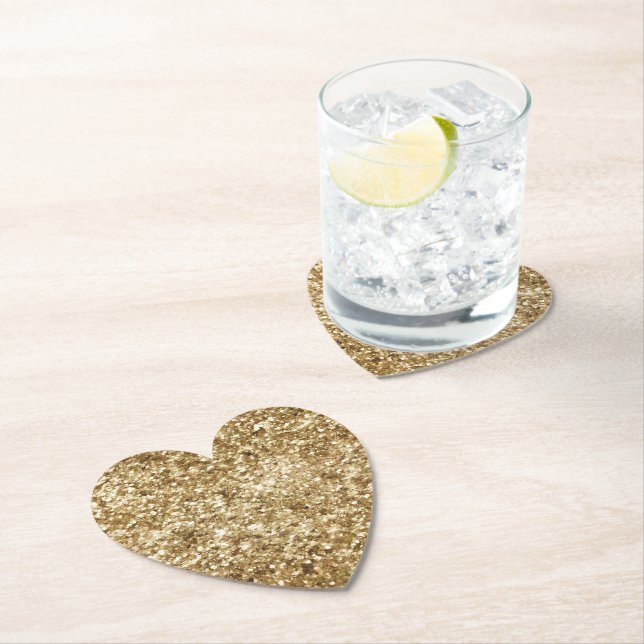 Dessous-de-verre En Papier Gold Confeti Glitter (En situation)