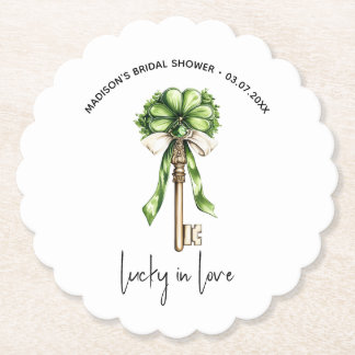 Dessous-de-verre En Papier Gold Key Clover Bridal Shower Personalized 