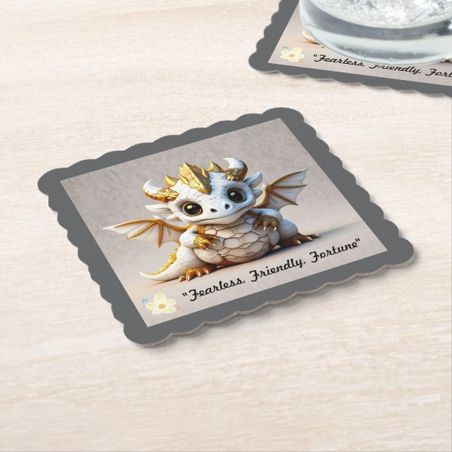 Dessous-de-verre En Papier "Golden Dragon Power" (Incliné)