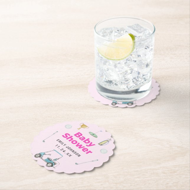 Dessous-de-verre En Papier Golf Girl Baby shower (En situation)