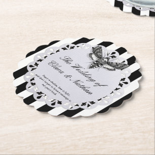 Dessous-de-verre En Papier Gothique Moth Mariage crâne - Dark Elegant