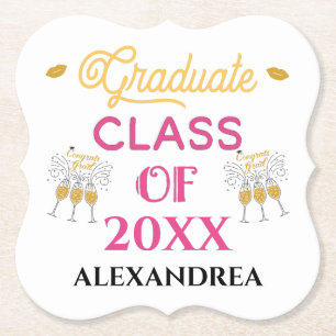 Dessous-de-verre En Papier Graduation Cours Grats Grad Personnaliser