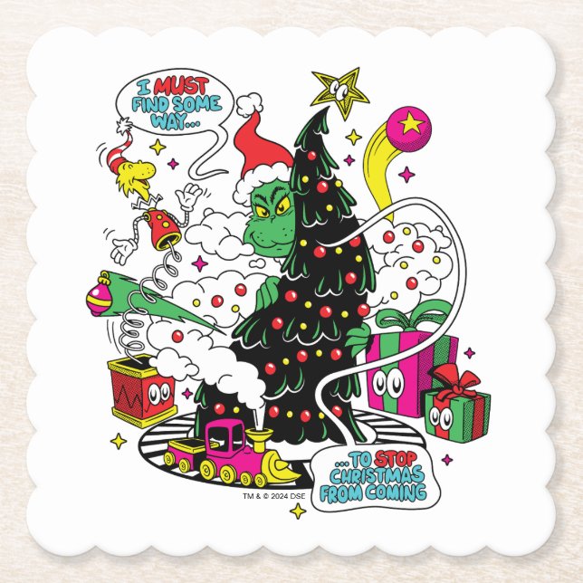 Dessous-de-verre En Papier Graphique de Noël coloré Grinch (Devant)