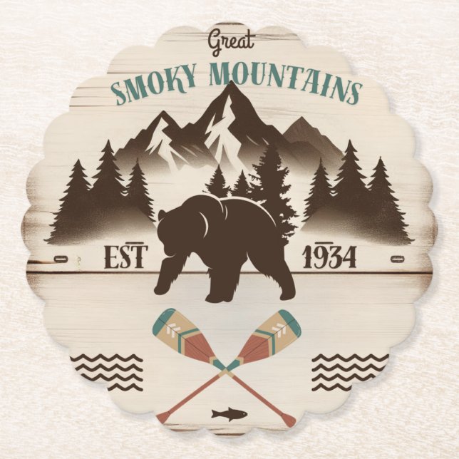 Dessous-de-verre En Papier Great Smoky Mountains, TN ours (Devant)