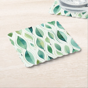 Dessous-de-verre En Papier Green Glam Gold Feuilles Abstrait