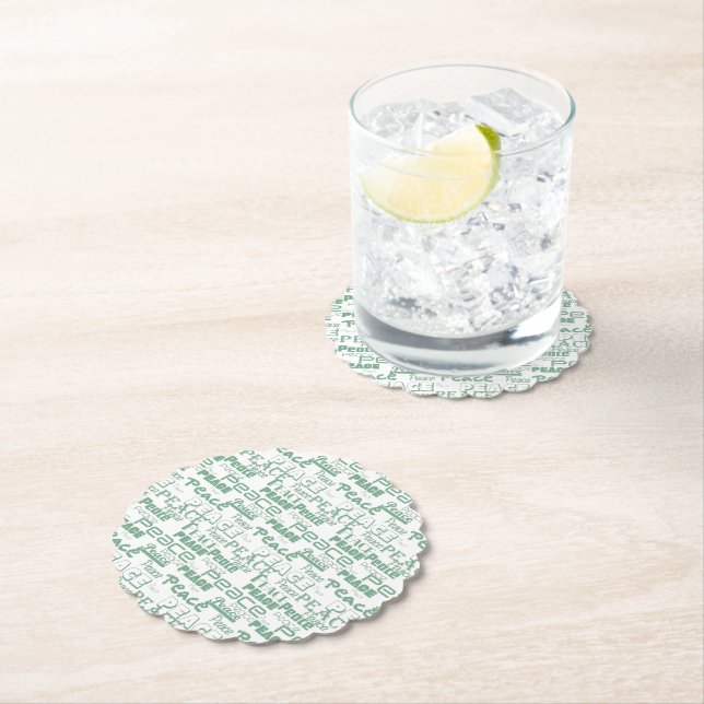 Dessous-de-verre En Papier Green White Inspiration Peace (En situation)