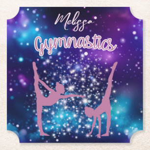 Dessous-de-verre En Papier Gymnastique Galaxie Purple Turquoise Personnalisé