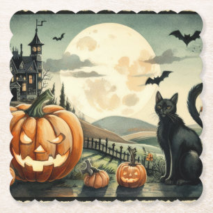 Dessous-de-verre En Papier Halloween/Automne/Automne/citrouille/chat