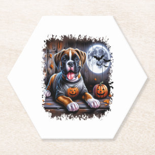 Dessous-de-verre En Papier Halloween de chien de boxe