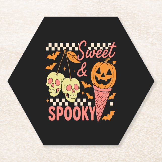 Dessous-de-verre En Papier Halloween doux et Éffrayant (Devant)