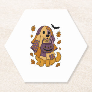 Dessous-de-verre En Papier Halloween fantôme de chien d'or