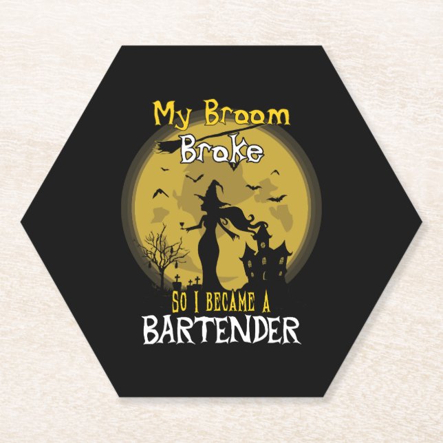 Dessous-de-verre En Papier Halloween sorcière barman (Devant)