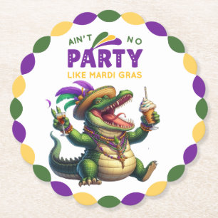 Dessous-de-verre En Papier Heureux Mardi Gras Alligator